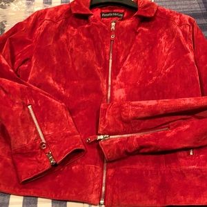 Genuine Leather red suede Jacket size large